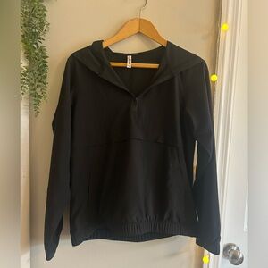 Black Pullover Half-Zip Hoodie windbreaker